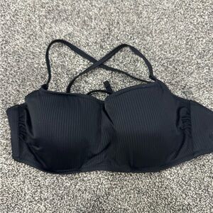 Shade & Shore Black Ribbed Bikini Top